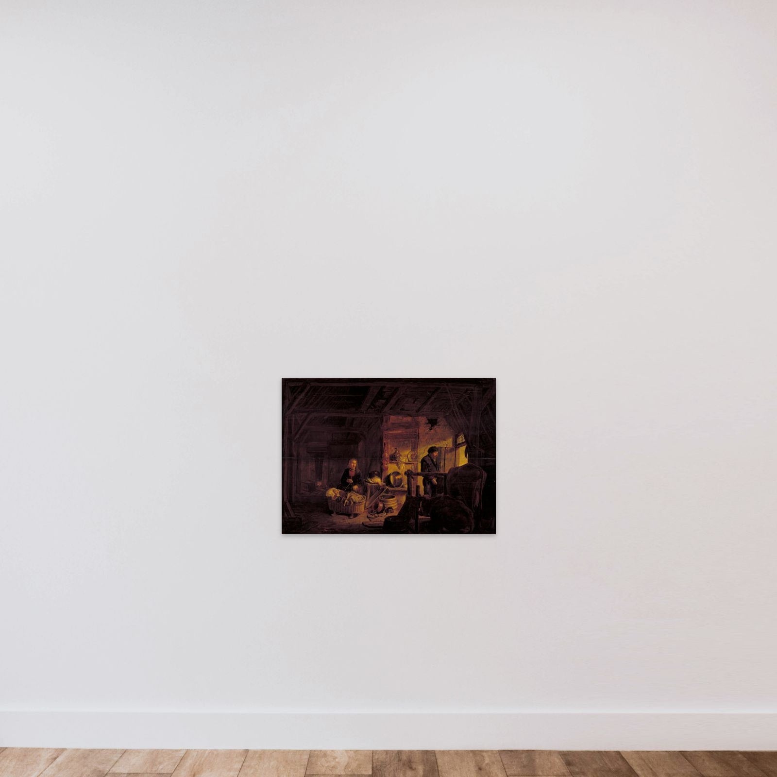 Det indre af et bondehus unframed — shown to scale