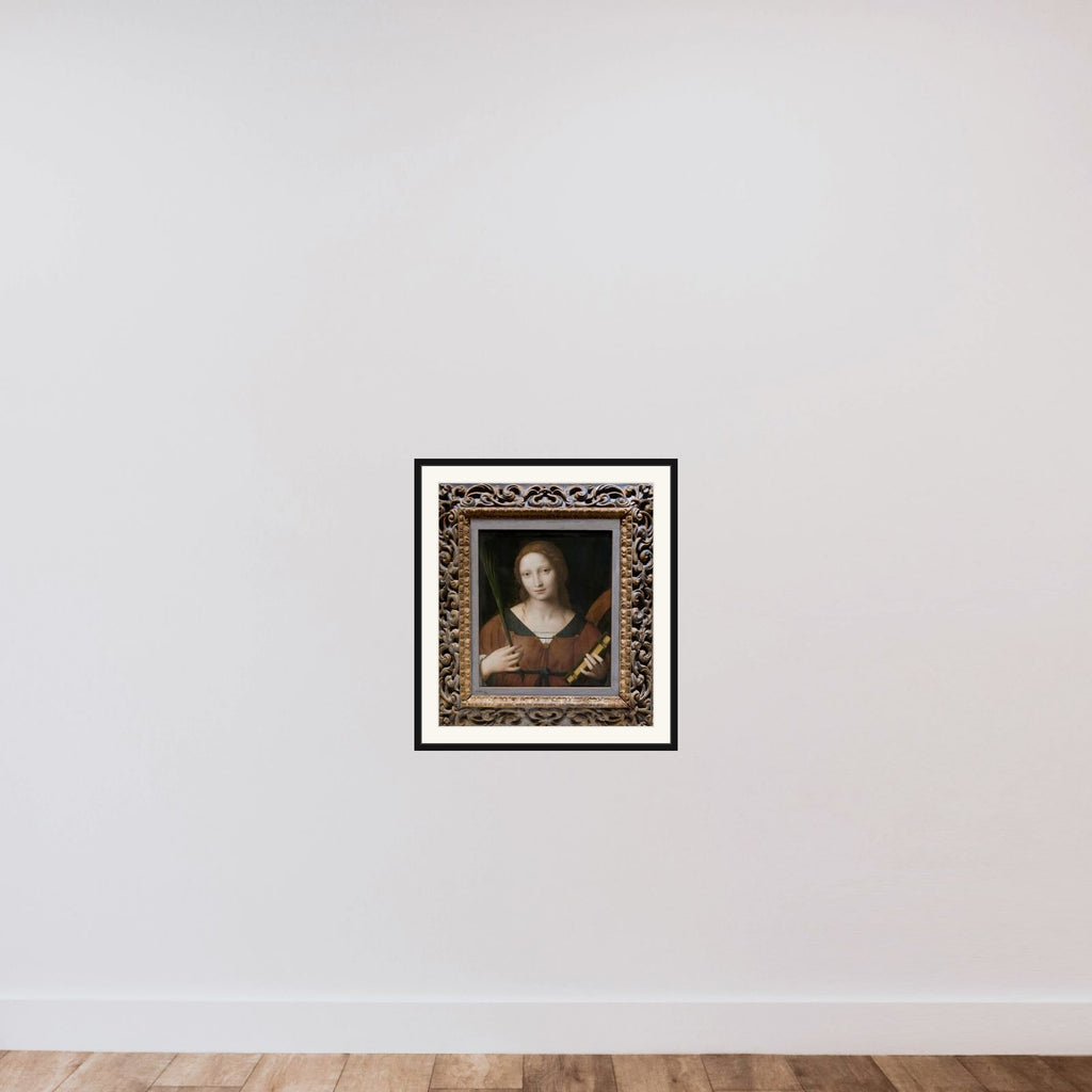Den hellige Catarina af Alexandria framed — shown to scale