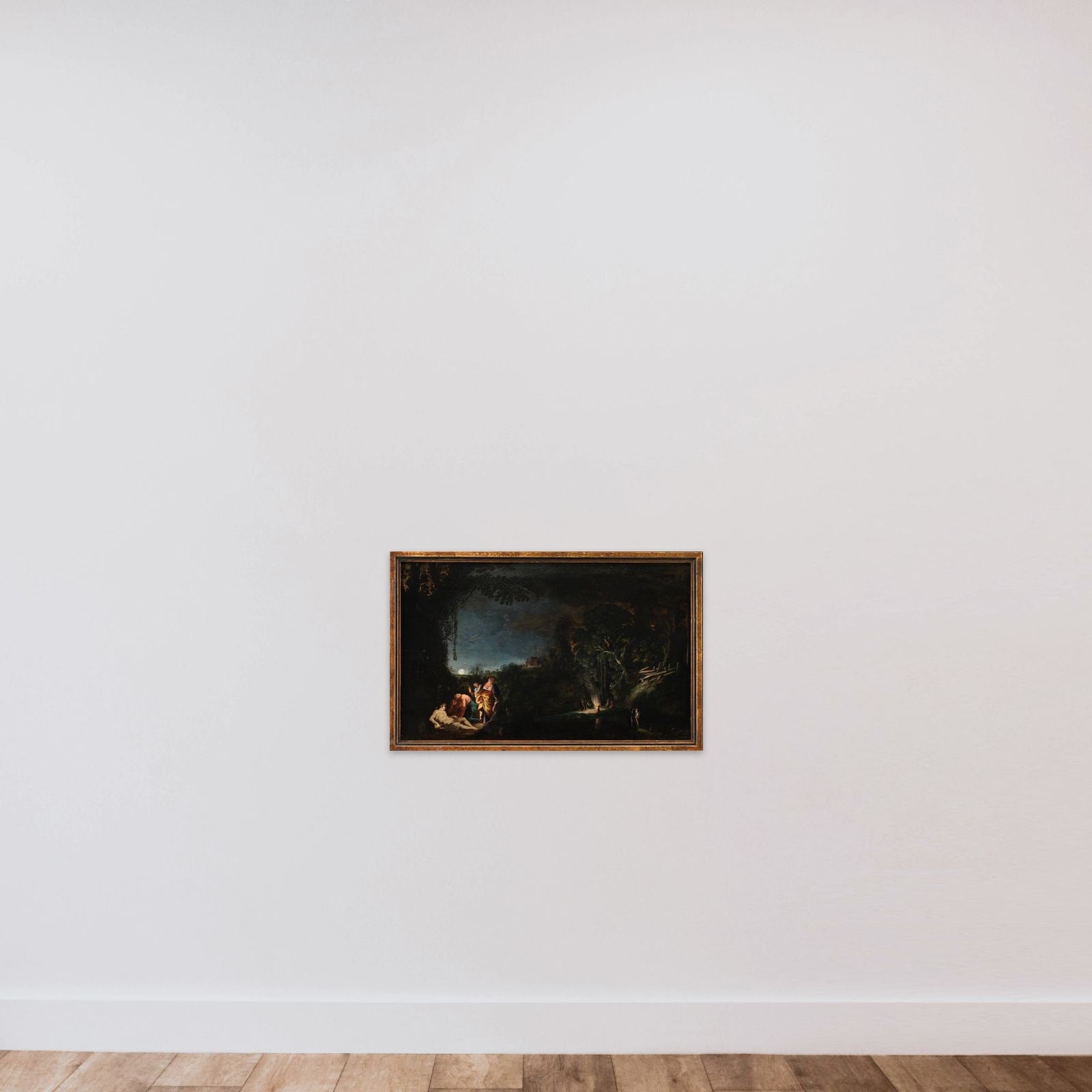 Måneskinslandskab med mytologisk (?) motiv unframed — shown to scale
