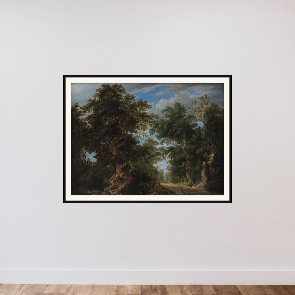 Skovlandskab framed — shown to scale