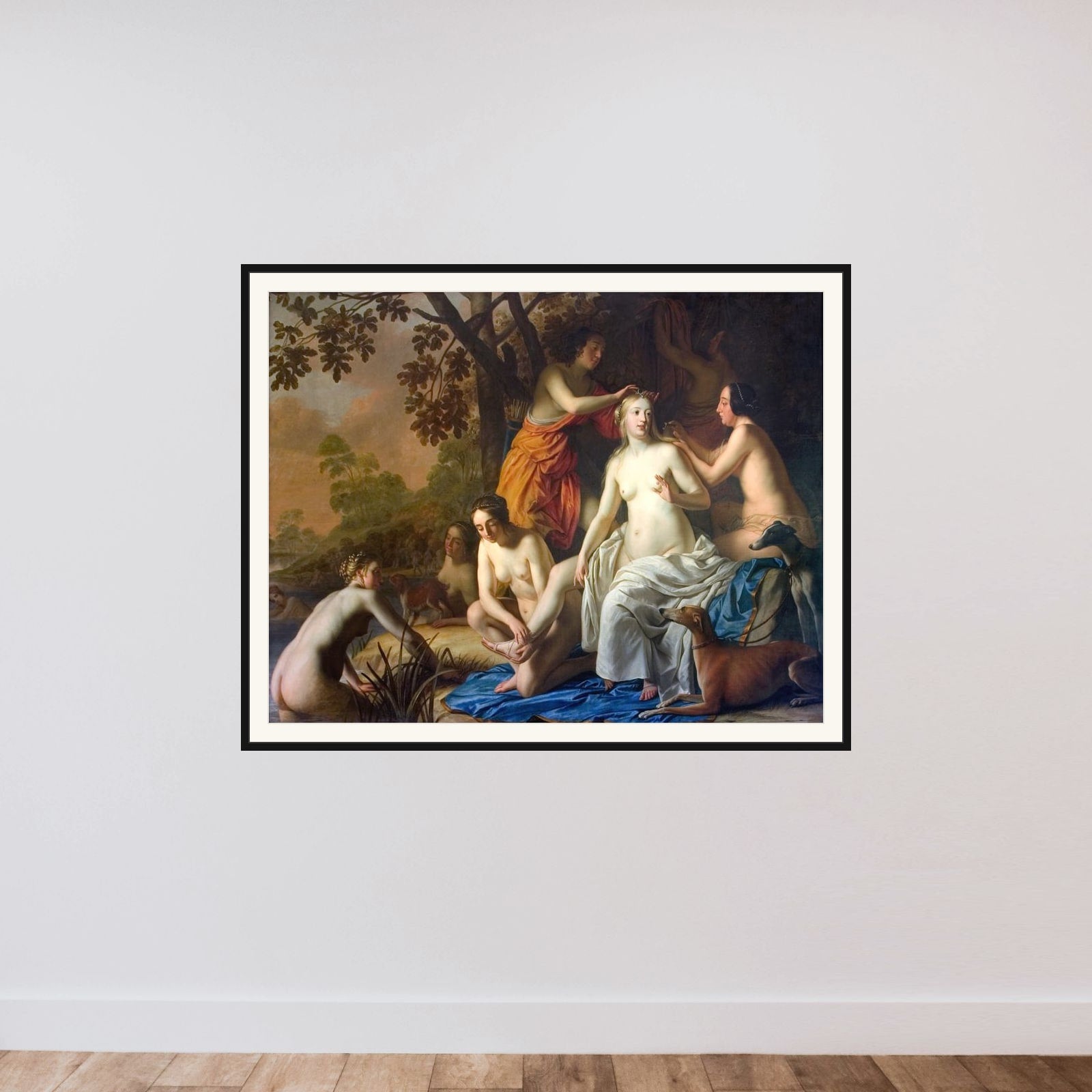 Dianas toilette framed — shown to scale