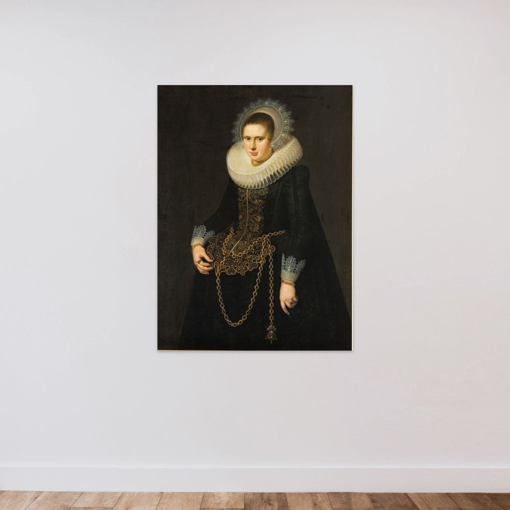 Portræt af en 22-årig kvinde unframed — shown to scale