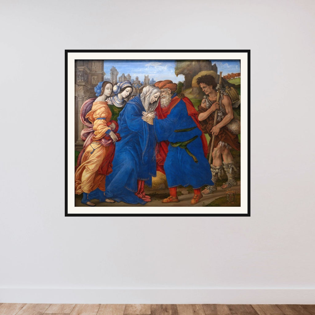 Joakim og Annas gensyn uden for Jerusalems Gyldne Port framed — shown to scale