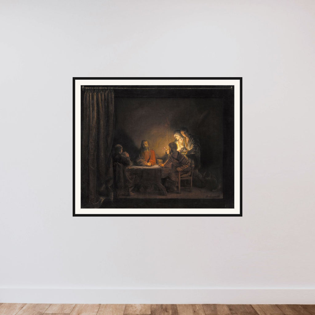 Kristus i Emmaus framed — shown to scale