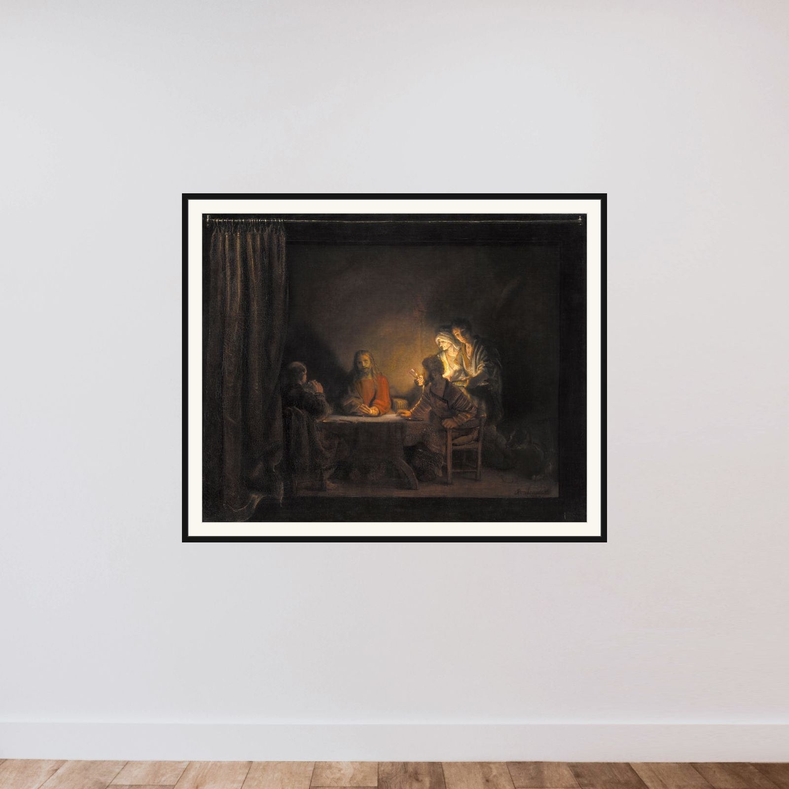 Kristus i Emmaus framed — shown to scale