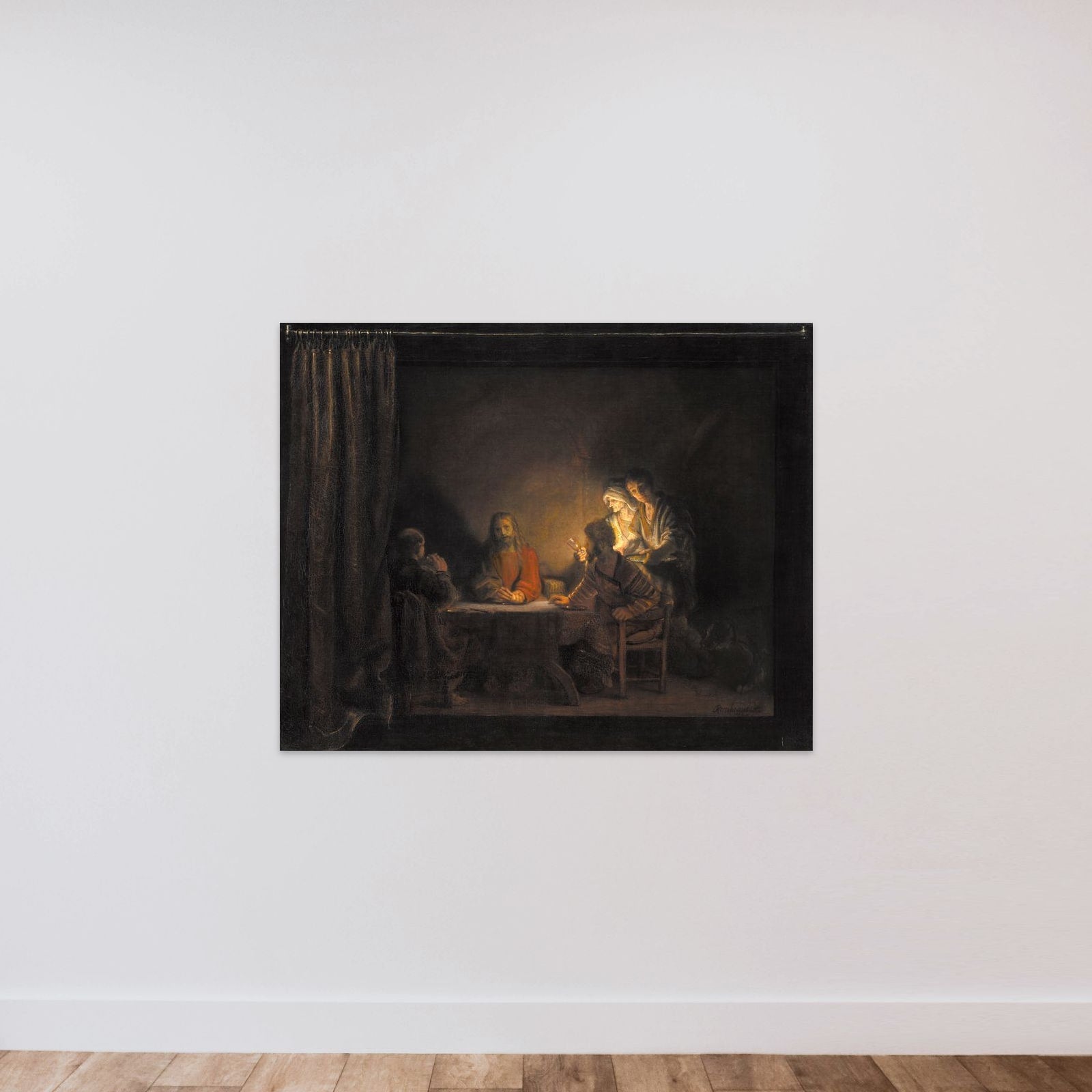 Kristus i Emmaus unframed — shown to scale