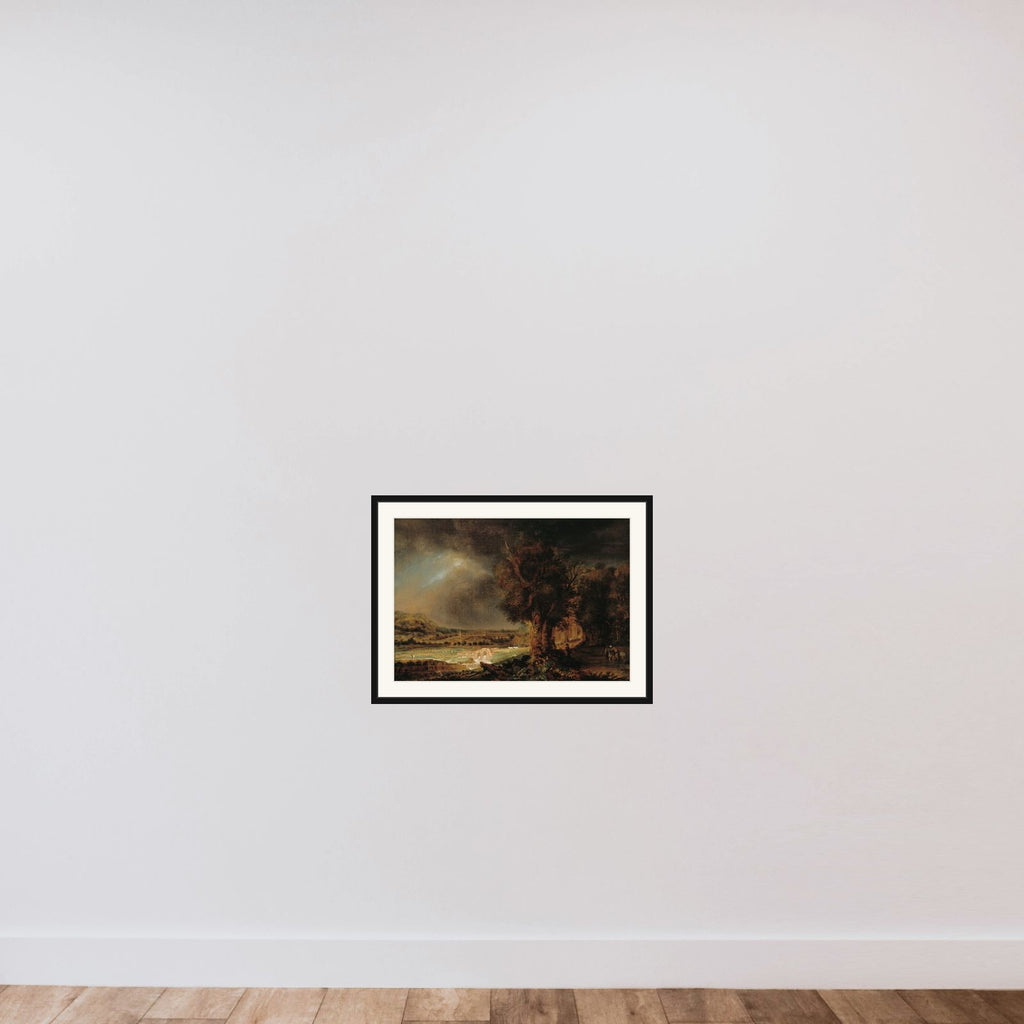 Landskab med den gode samaritan framed — shown to scale