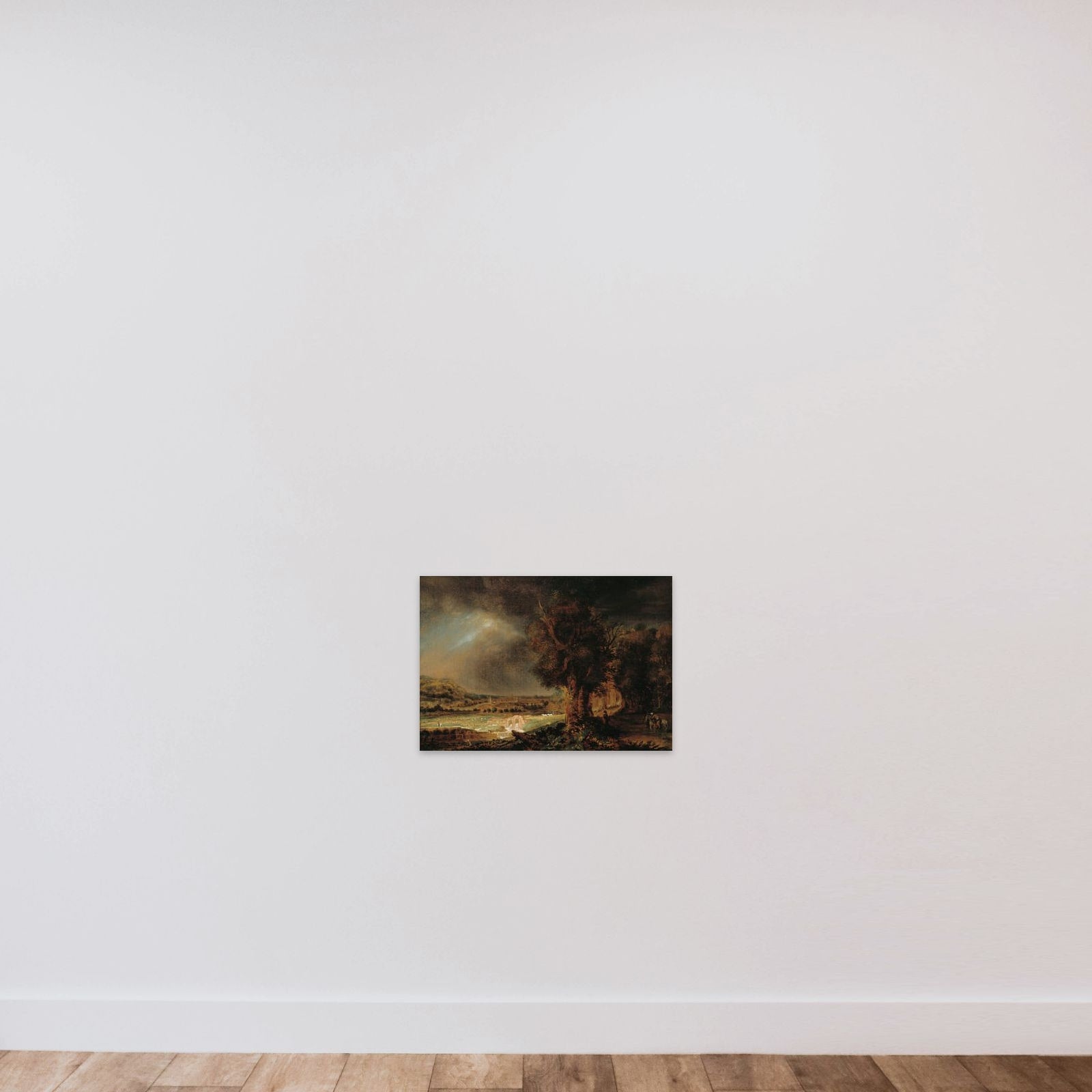 Landskab med den gode samaritan unframed — shown to scale