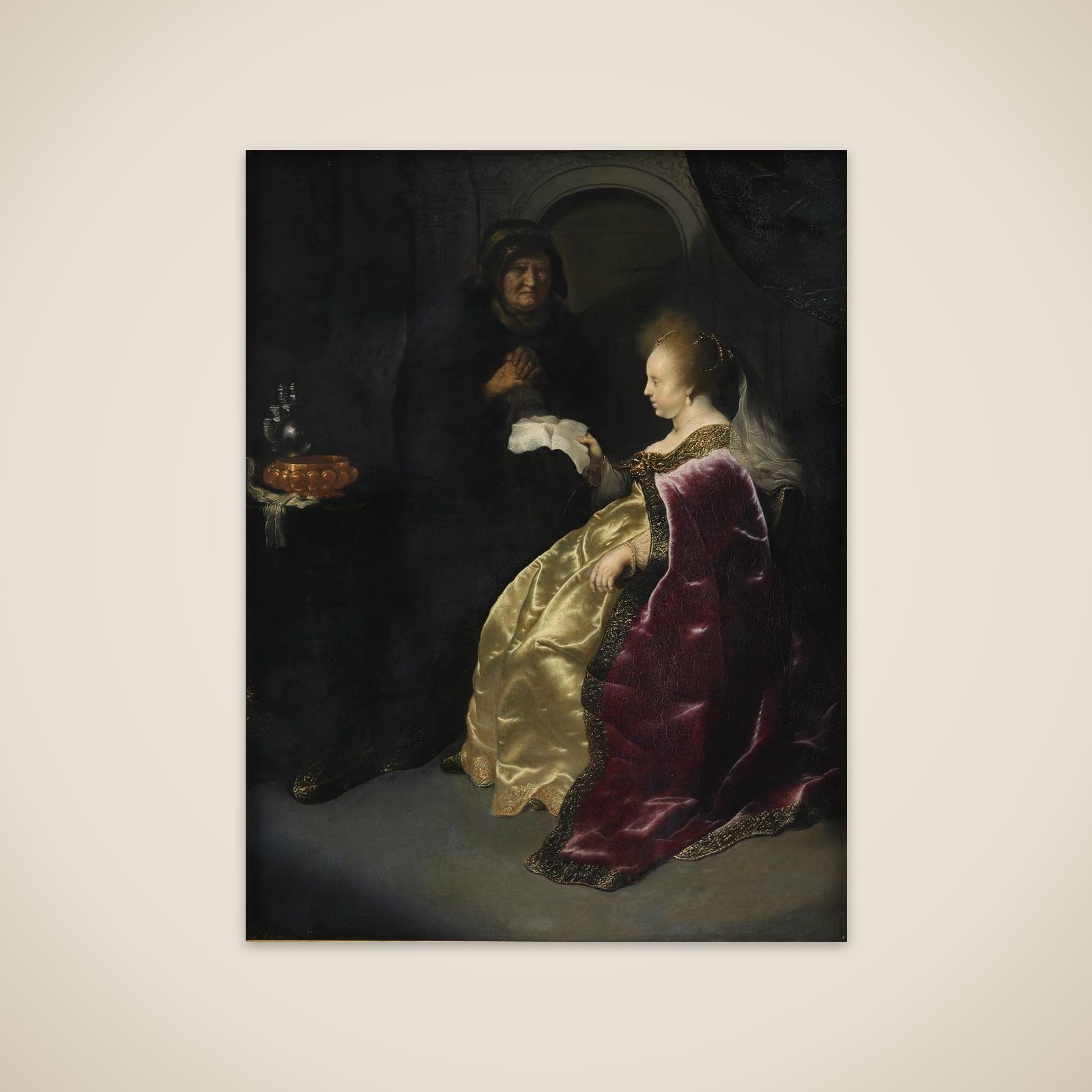 Ester læser Hamans skrivelse om jødernes udryddelse unframed print