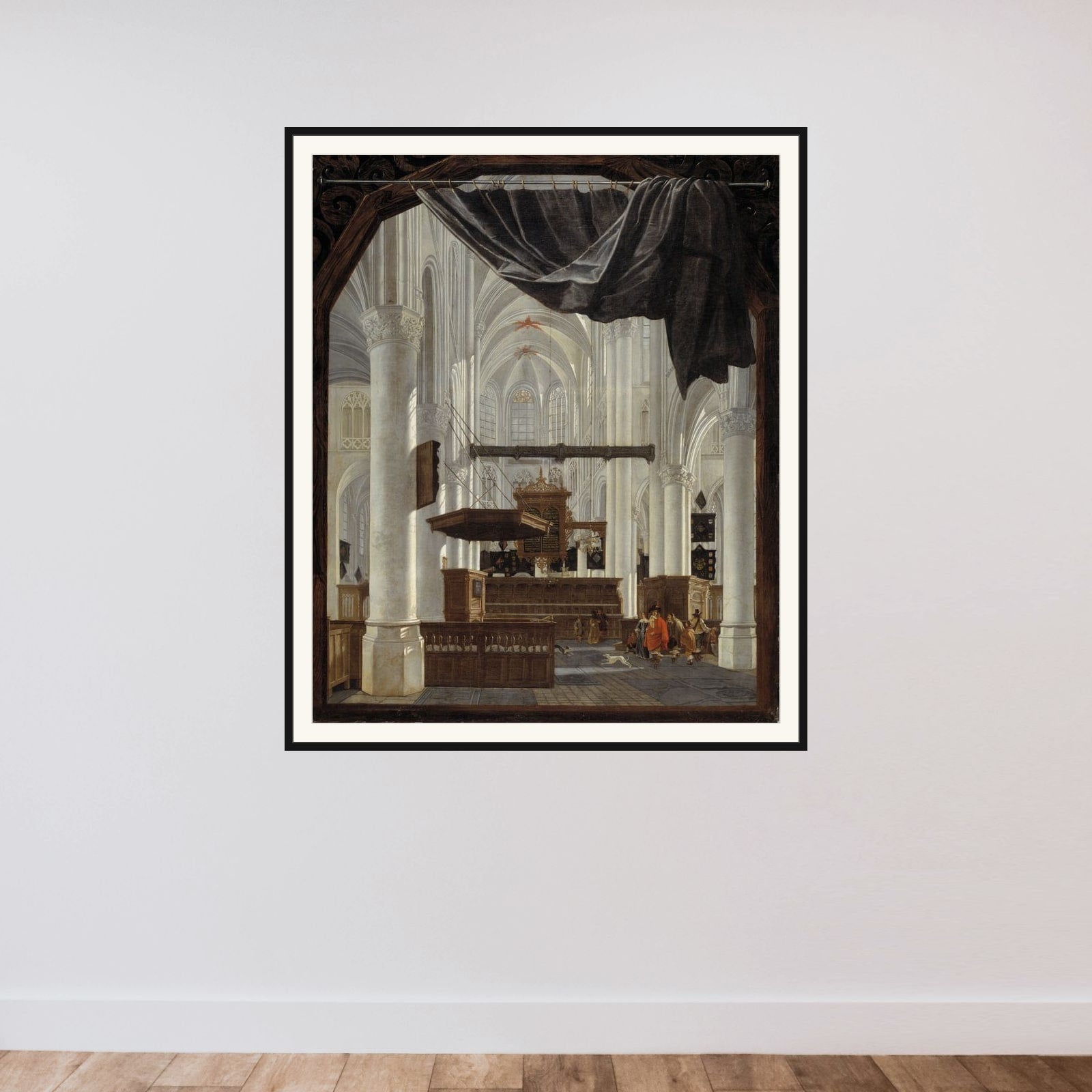 Det indre af Sint Gertrudiskerk i Bergen op Zoom framed — shown to scale