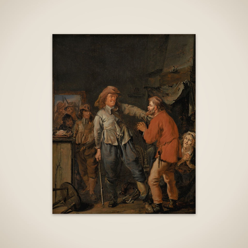 Soldater trænger ind i en bondestue unframed print