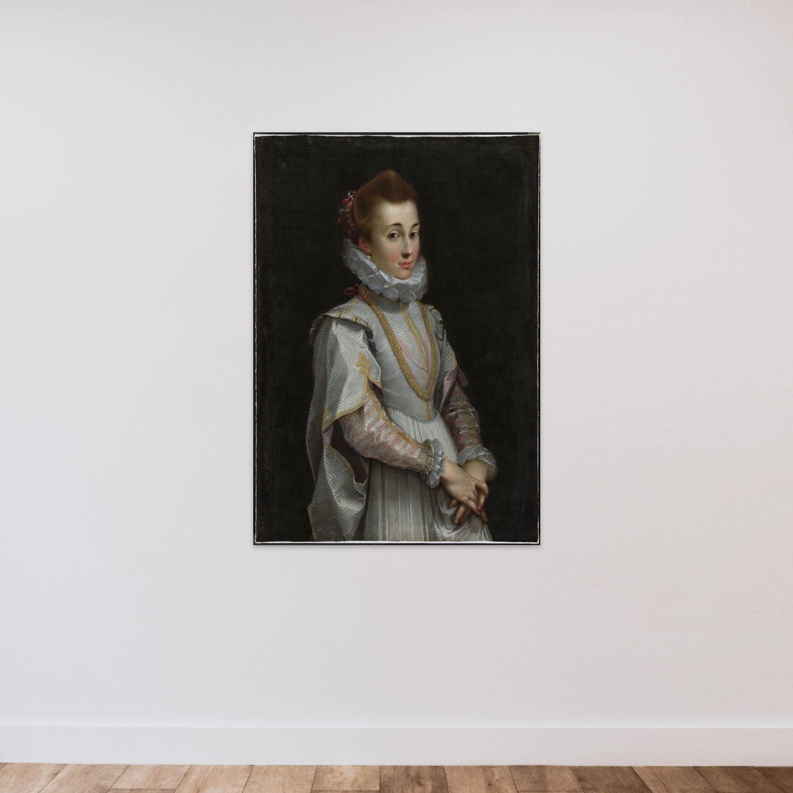 Portræt af ung dame unframed — shown to scale