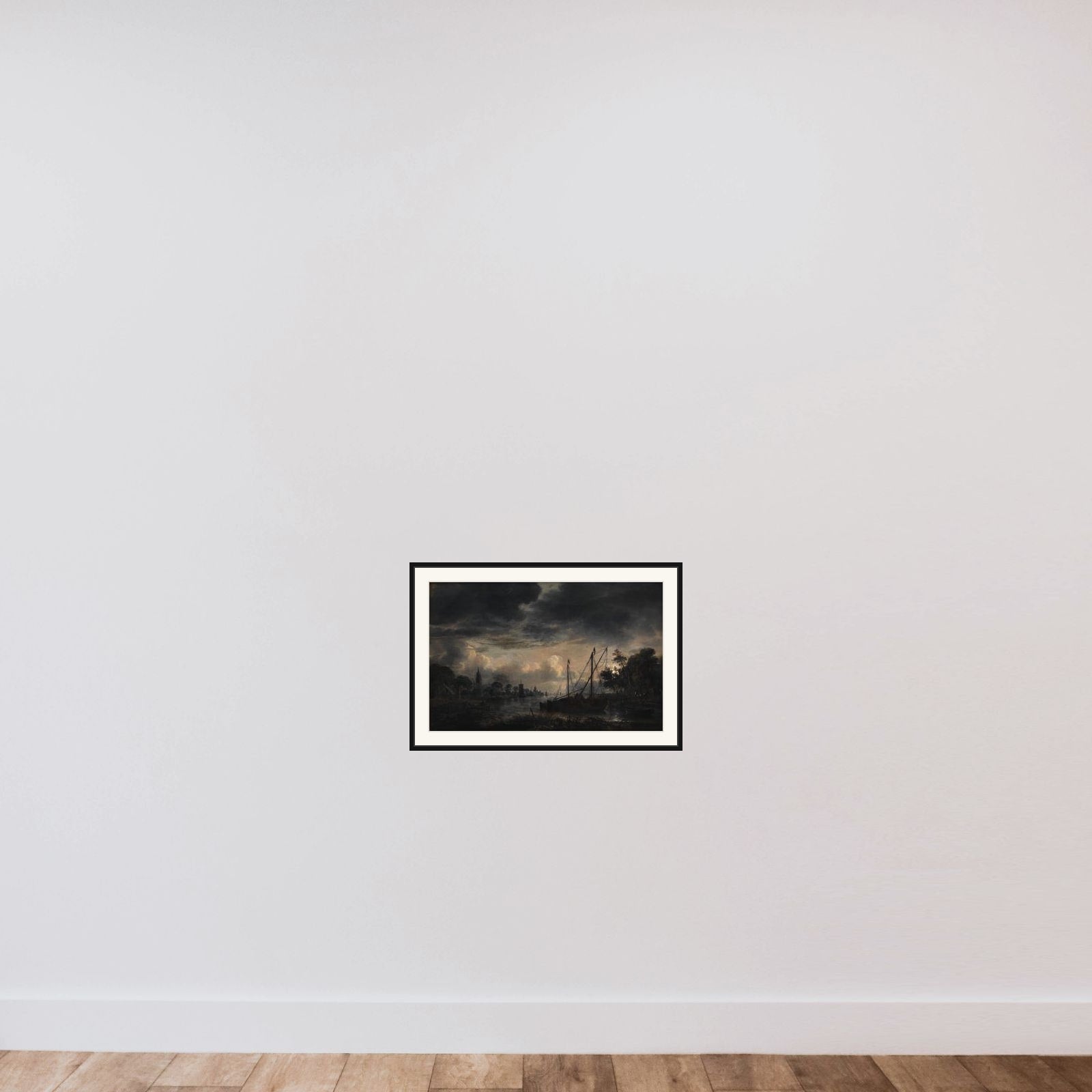 Flodlandskab i måneskin framed — shown to scale