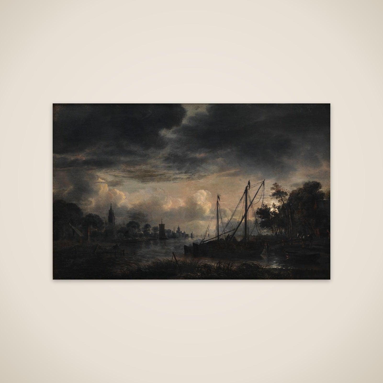 Flodlandskab i måneskin unframed print