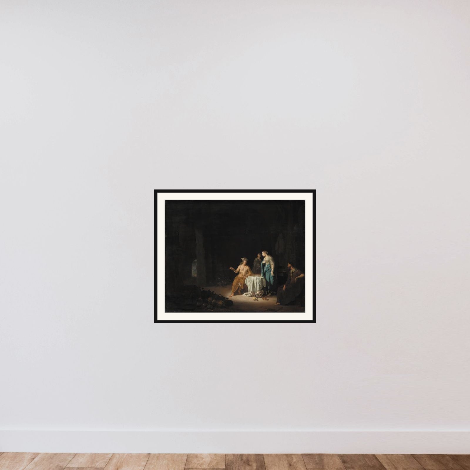 Merkur og Proserpina framed — shown to scale