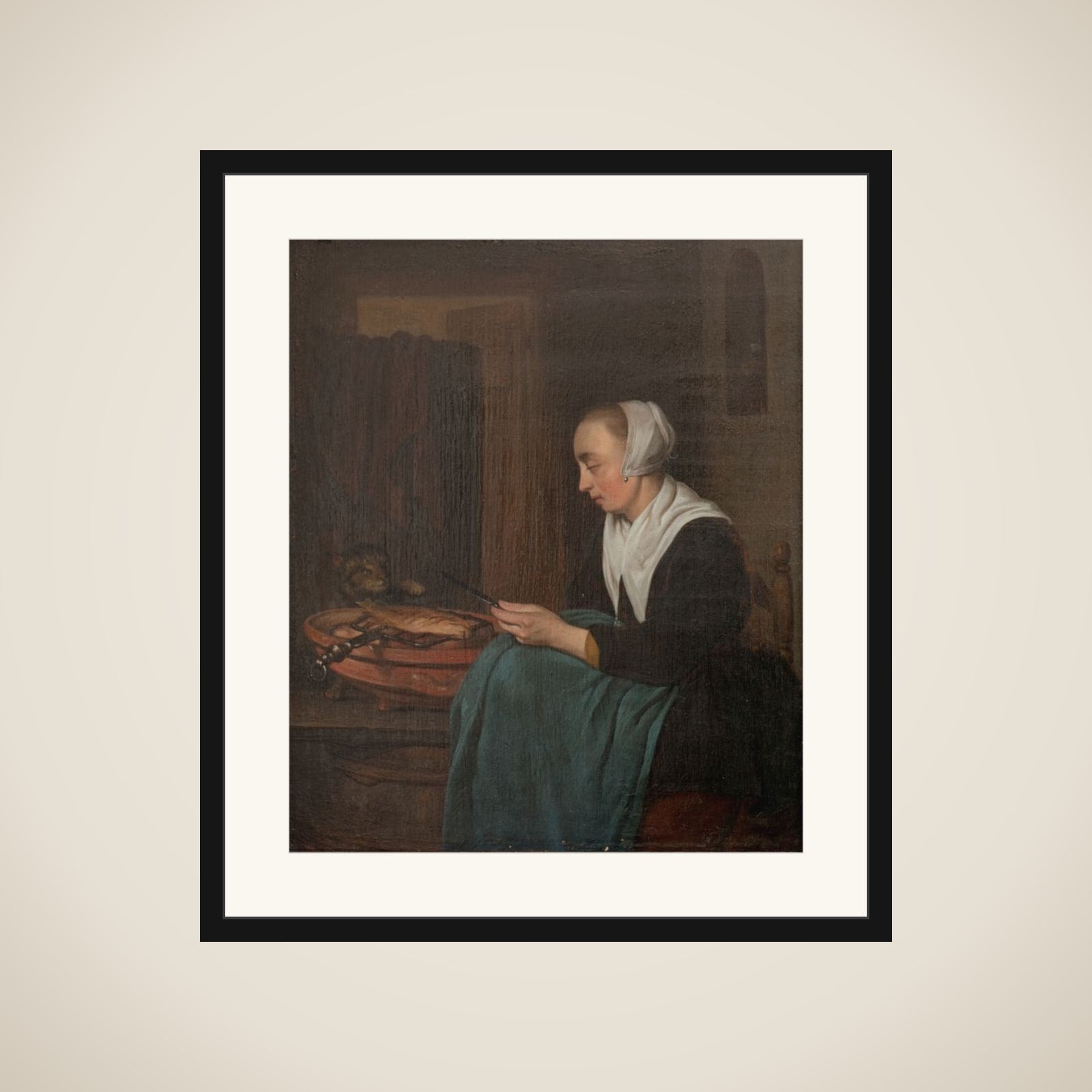 En sovende sælgerkone framed