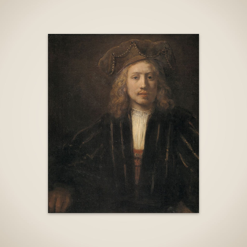 Mand med perlebesat baret unframed print