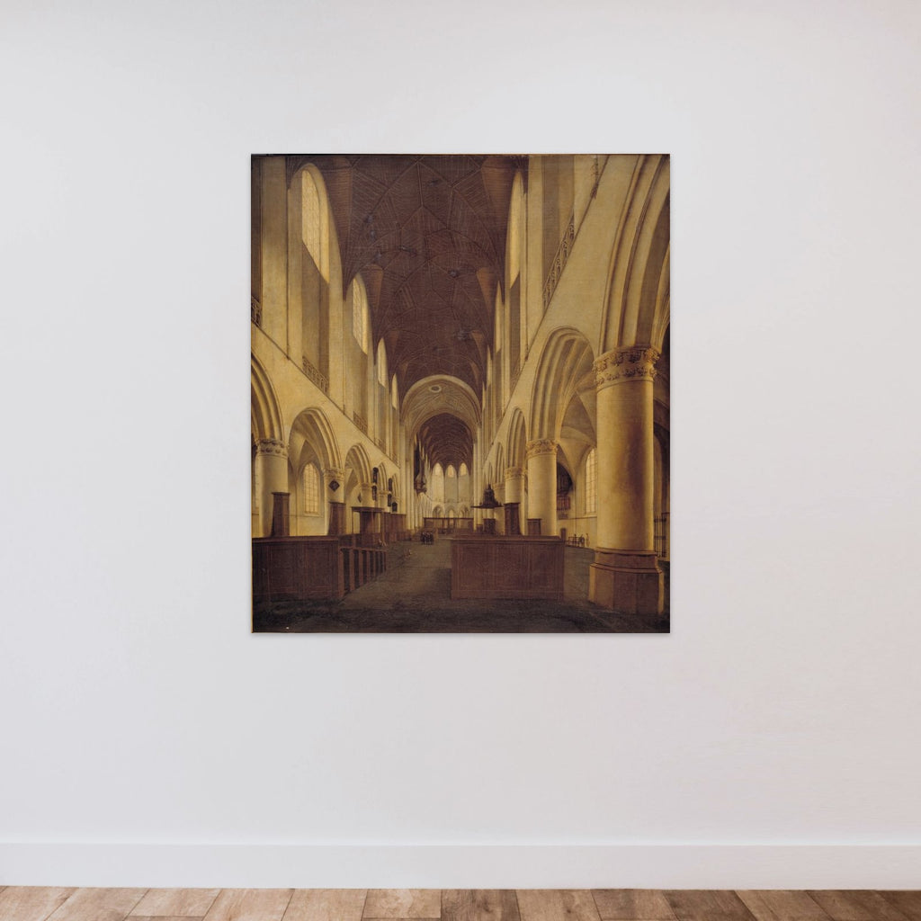 Det indre af S. Bavo i Haarlem. Udsigt gennem kirkens hovedskib mod koret unframed — shown to scale
