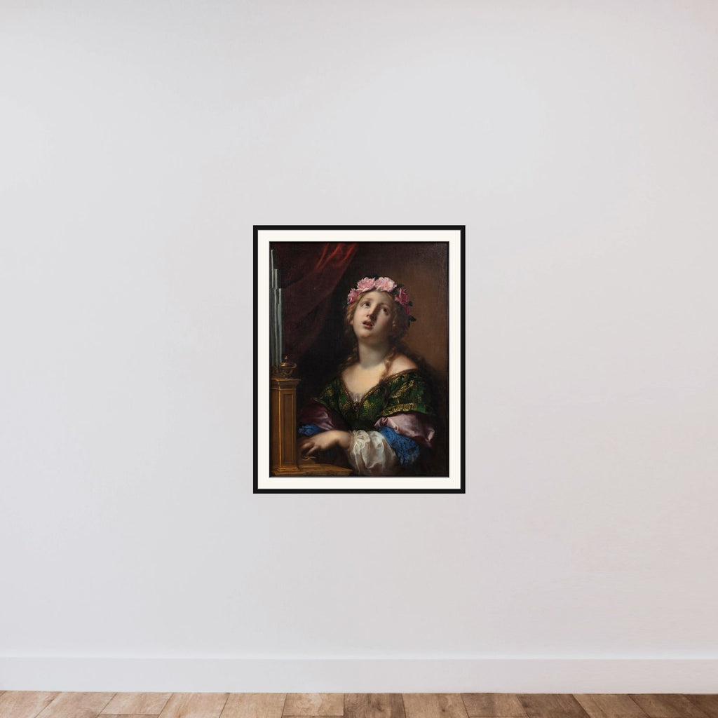 Skt. Cecilia framed — shown to scale