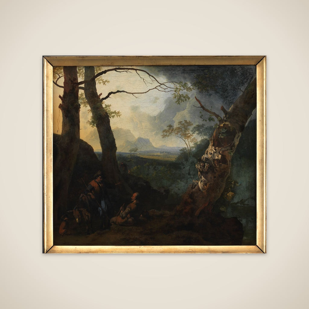 Sydlandsk landskab med hyrder unframed print