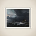Storm ved en klippekyst framed