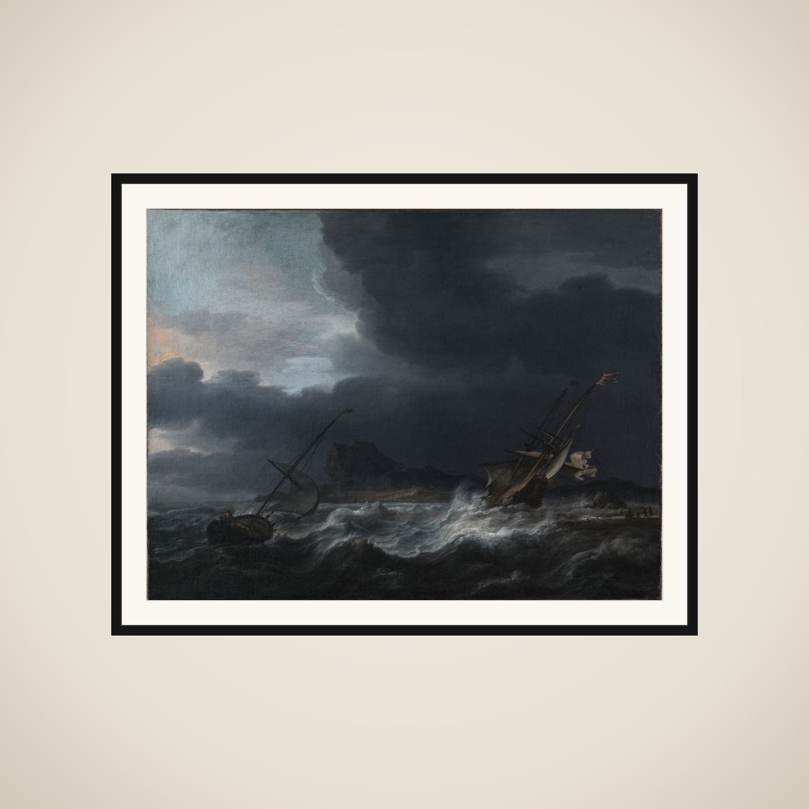 Storm ved en klippekyst framed