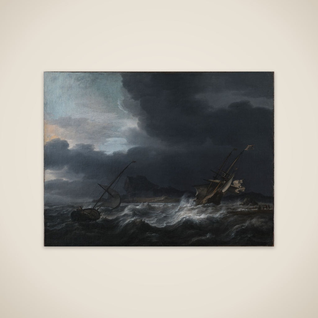 Storm ved en klippekyst unframed print