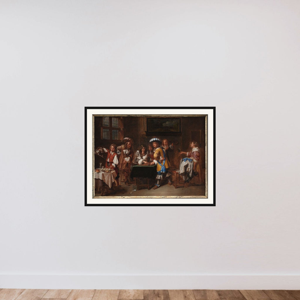 Tric-trac-spillerne framed — shown to scale
