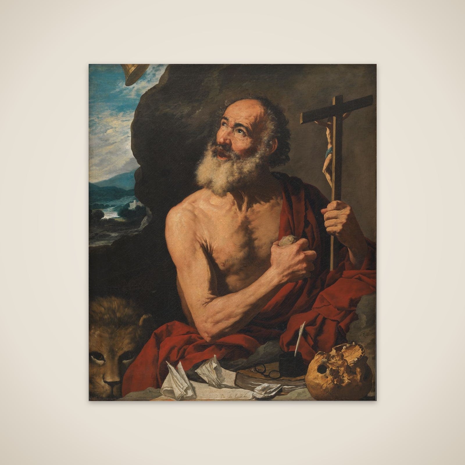Den Hellige Hieronymus gør bod unframed print