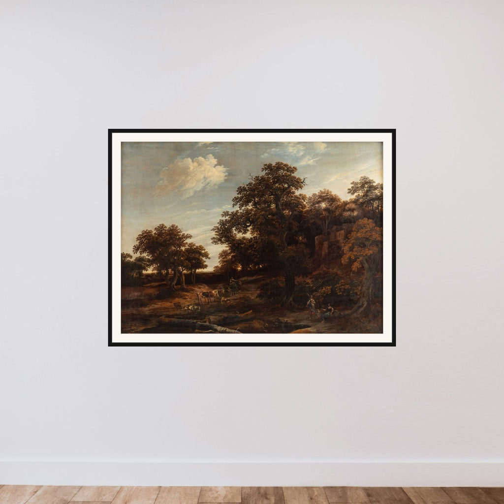 Udkanten af egeskoven framed — shown to scale