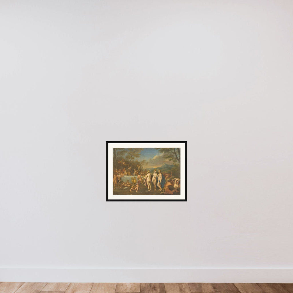 En gudeforsamling framed — shown to scale
