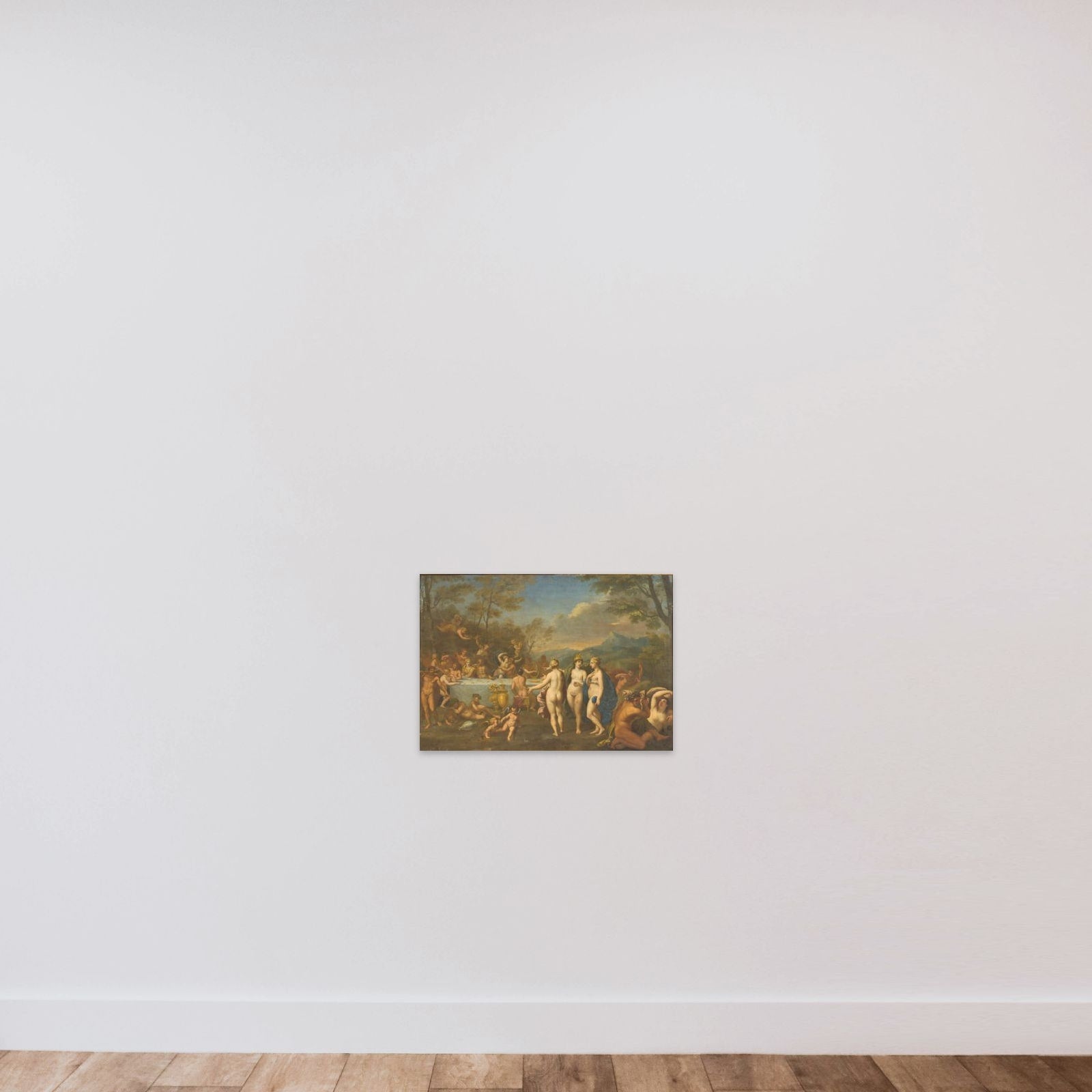 En gudeforsamling unframed — shown to scale