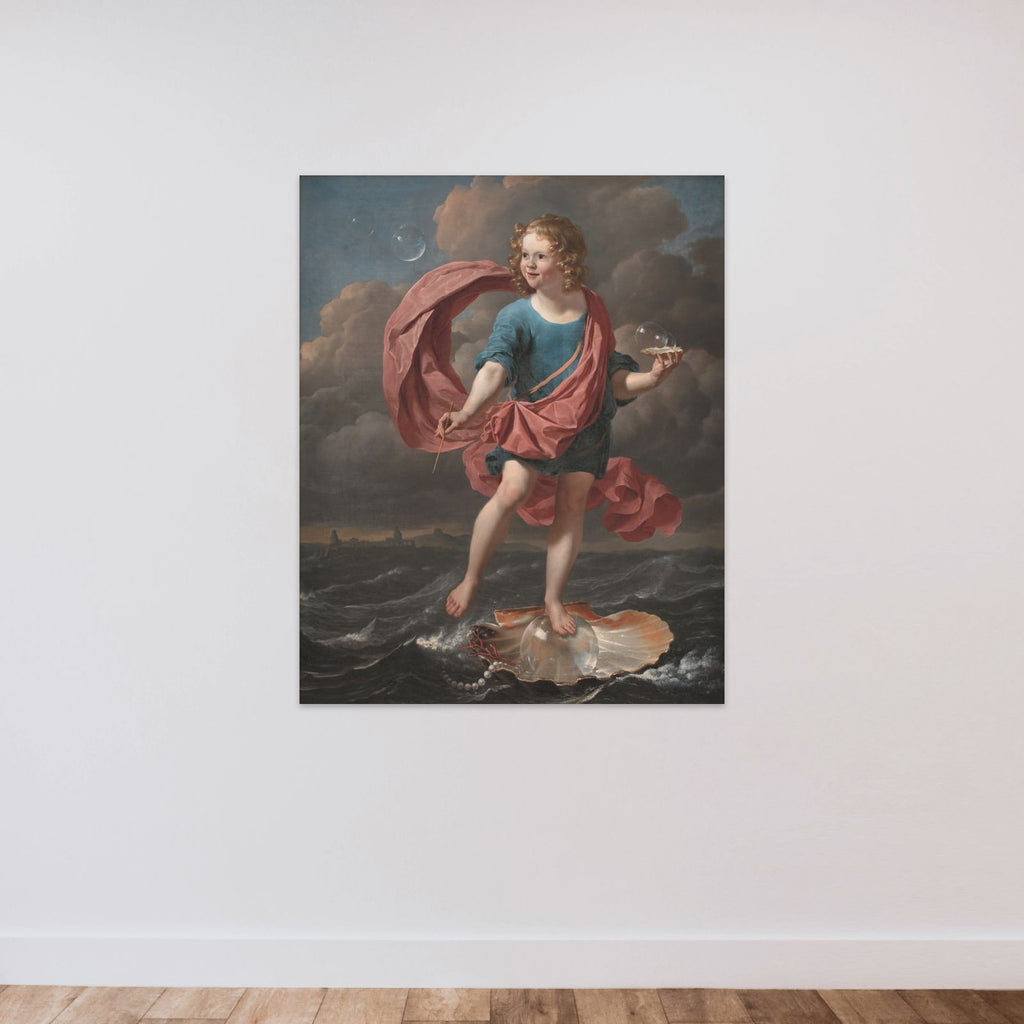Dreng, der blæser sæbebobler. Allegori på livets korthed unframed — shown to scale
