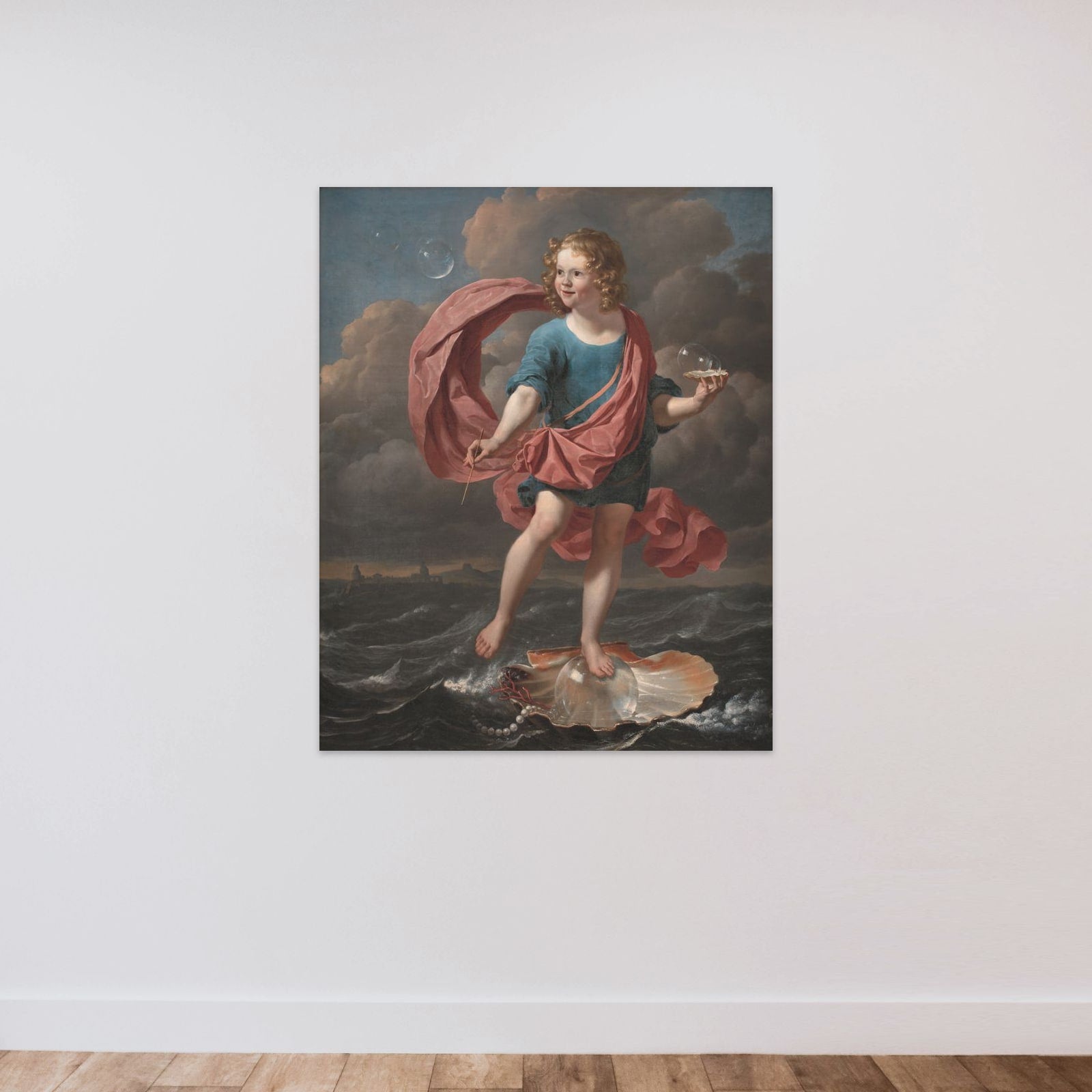 Dreng, der blæser sæbebobler. Allegori på livets korthed unframed — shown to scale