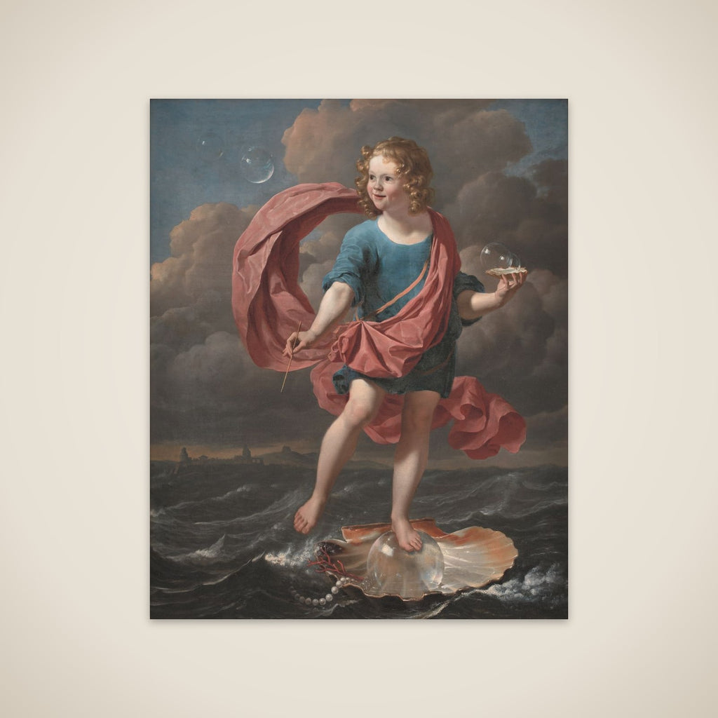 Dreng, der blæser sæbebobler. Allegori på livets korthed unframed print