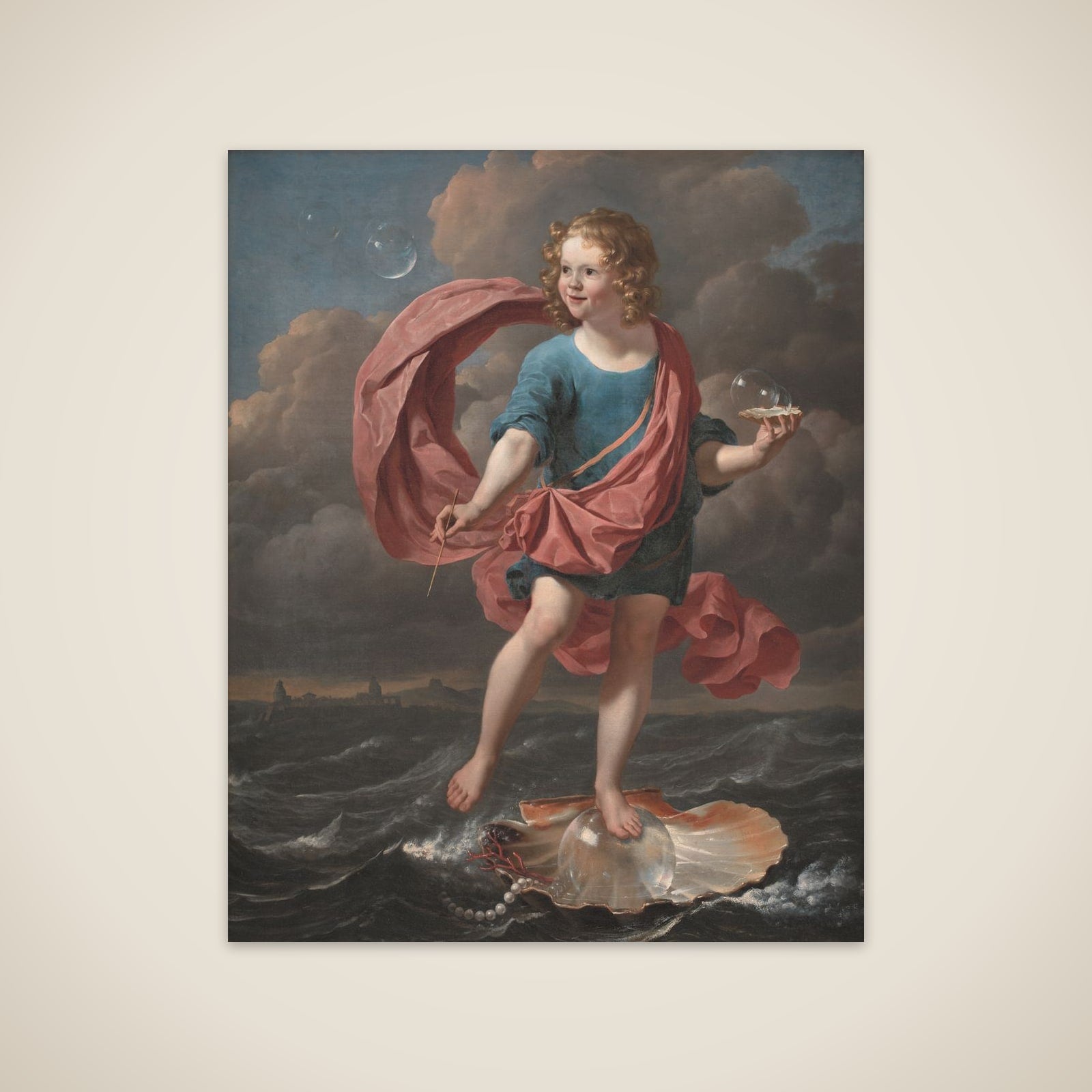 Dreng, der blæser sæbebobler. Allegori på livets korthed unframed print