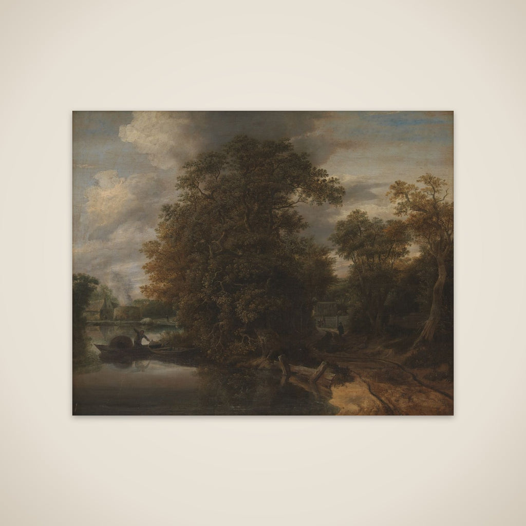 Landskab ved en flod. I baggrunden en kalkovn unframed print