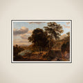 Sydlandsk landskab, solnedgangstid framed