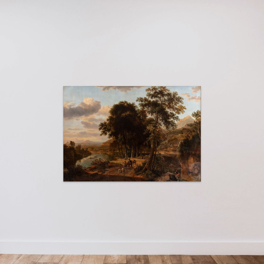 Sydlandsk landskab, solnedgangstid unframed — shown to scale