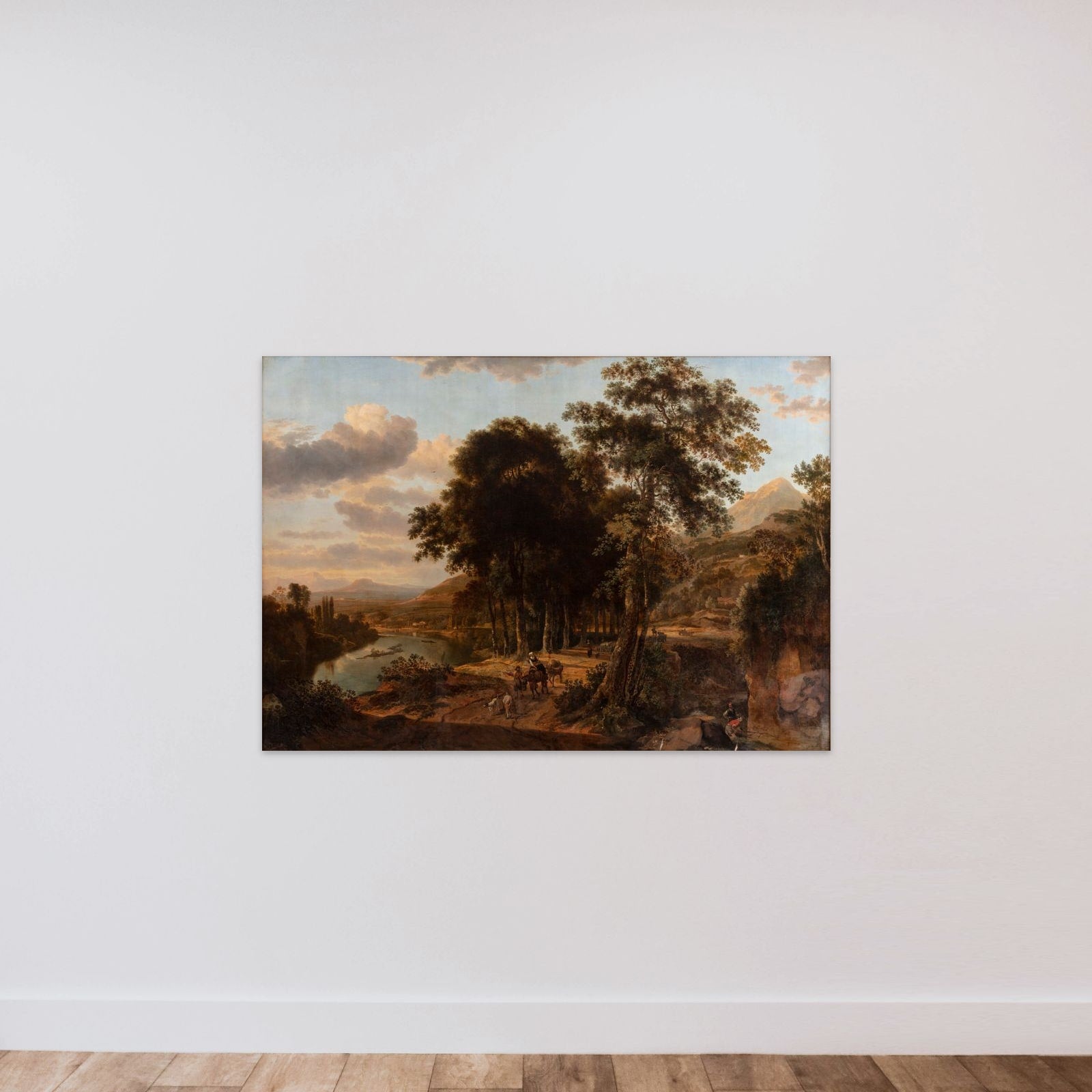 Sydlandsk landskab, solnedgangstid unframed — shown to scale