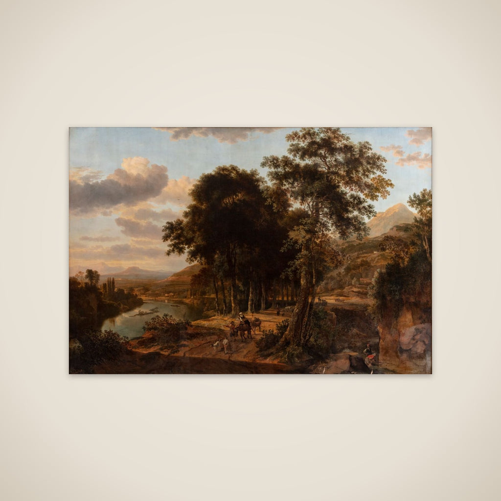 Sydlandsk landskab, solnedgangstid unframed print