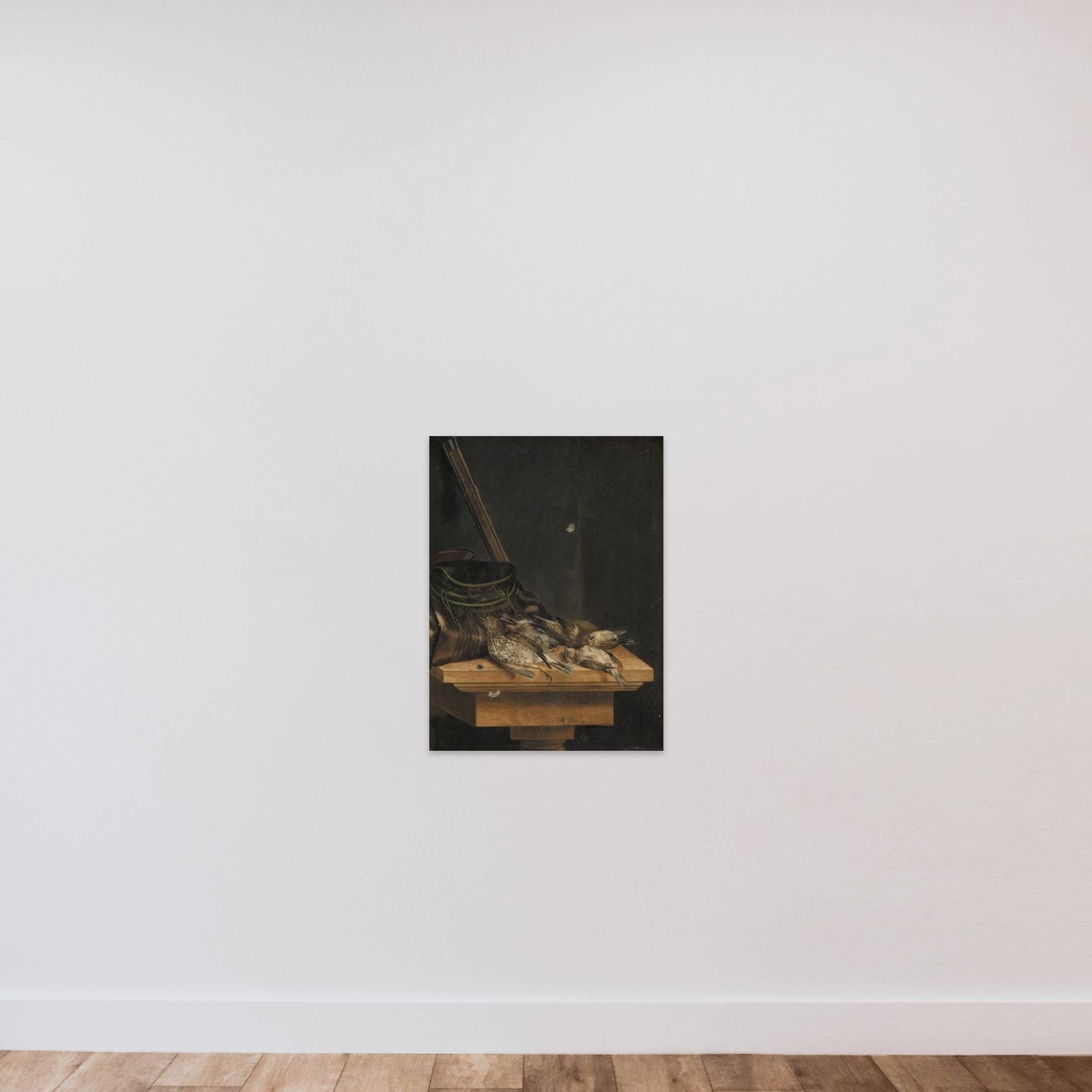 Døde fugle unframed — shown to scale