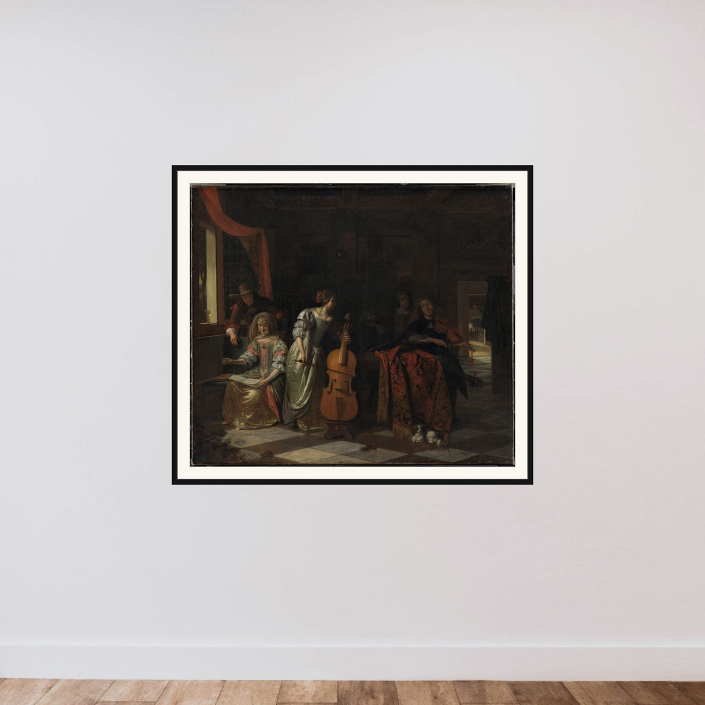 Musicerende selskab framed — shown to scale