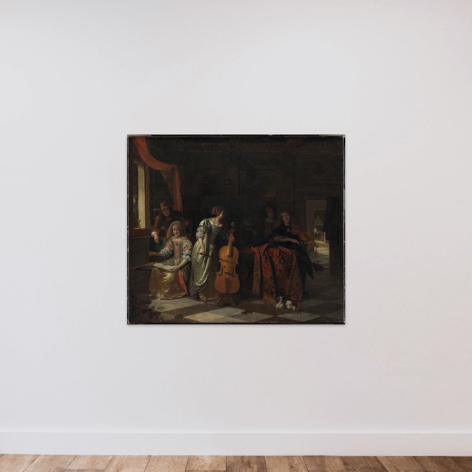 Musicerende selskab unframed — shown to scale