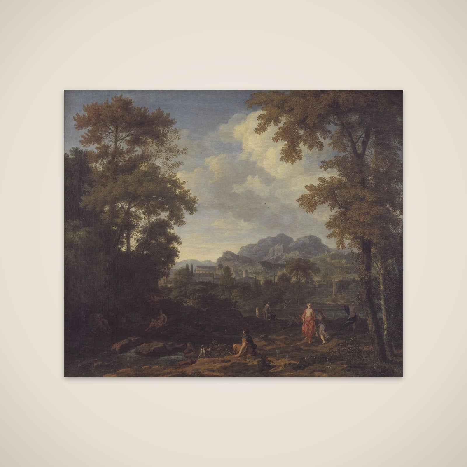 Klassisk landskab med Diana (?) og hendes nymfer unframed print