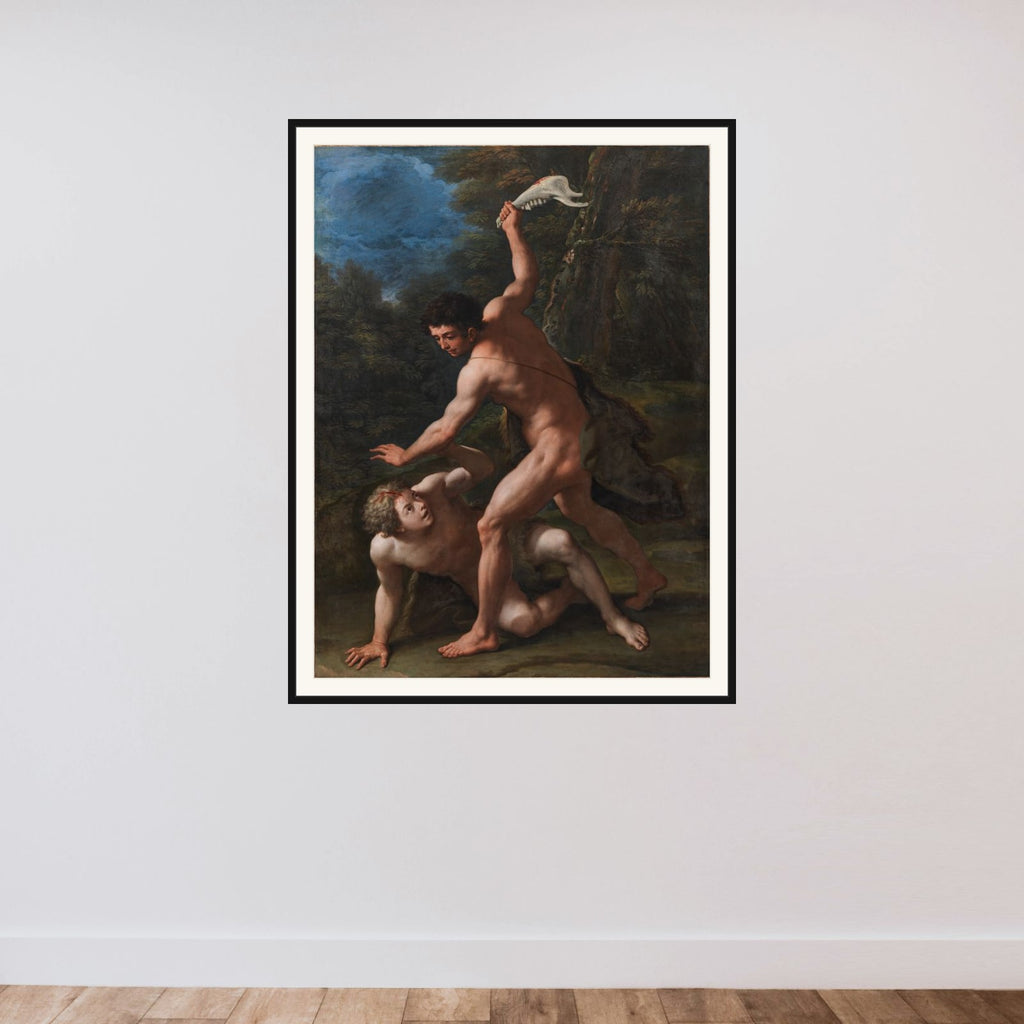 Kain dræber Abel framed — shown to scale