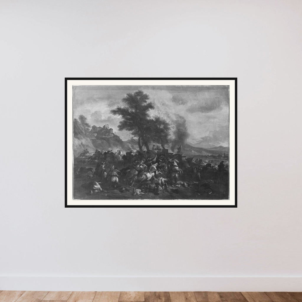 Prins Eugens slag ved Schellenberg framed — shown to scale