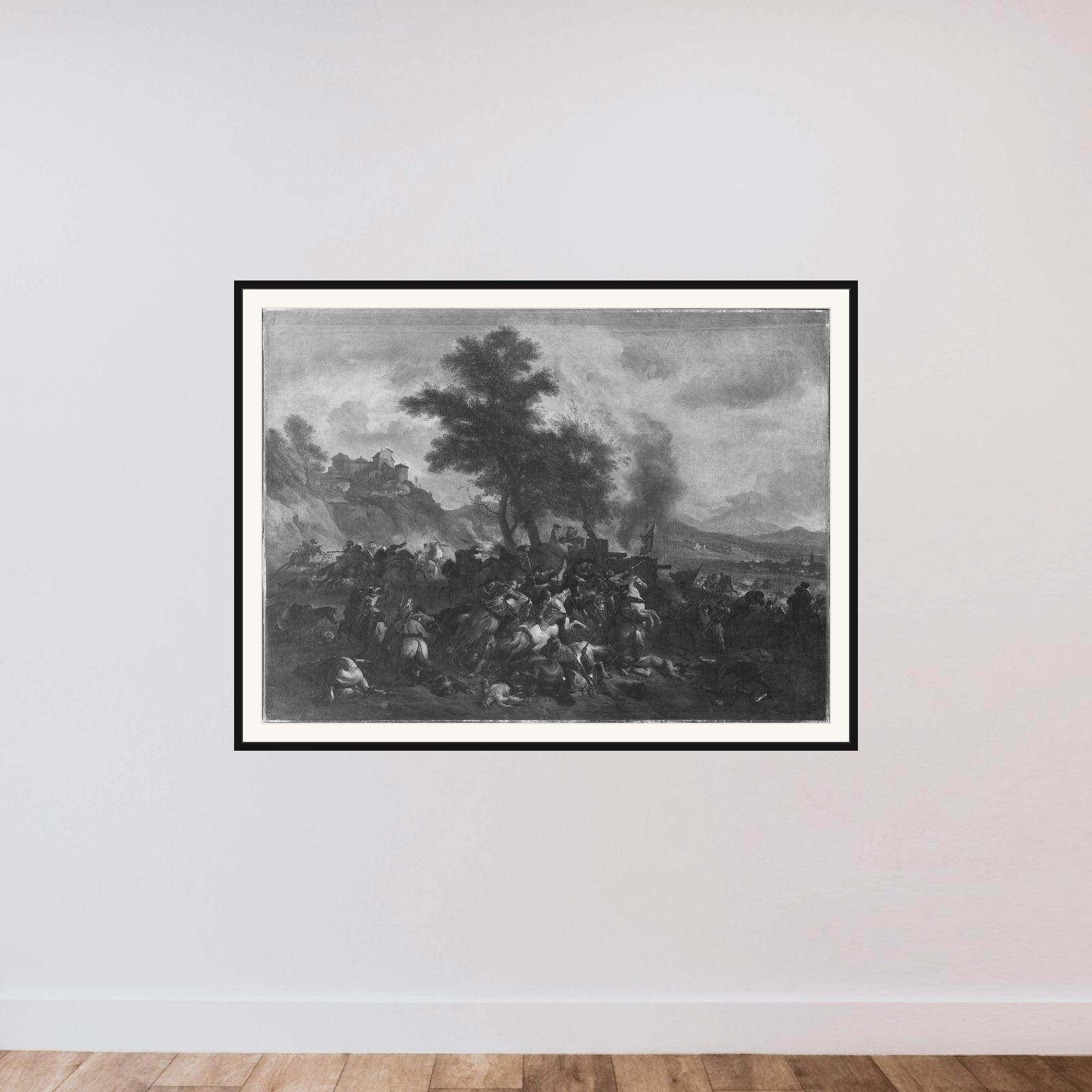 Prins Eugens slag ved Schellenberg framed — shown to scale