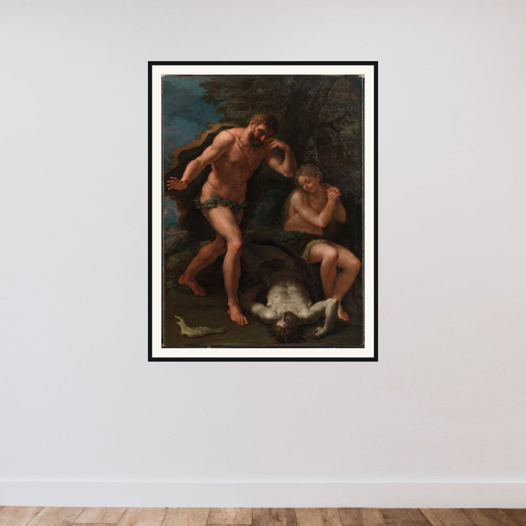 Adam og Eva sørgende over Abels lig framed — shown to scale