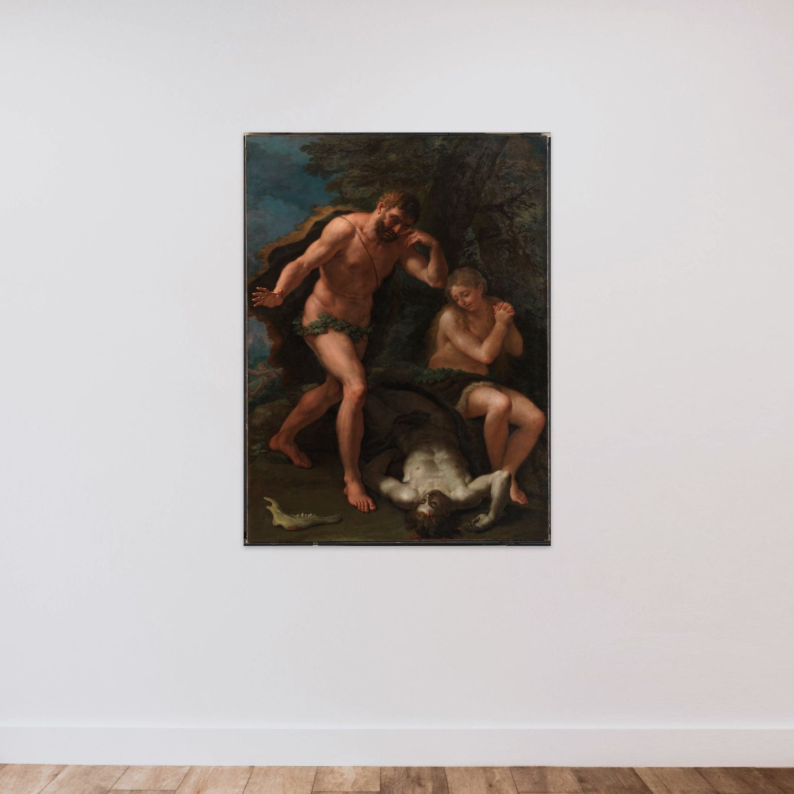 Adam og Eva sørgende over Abels lig unframed — shown to scale